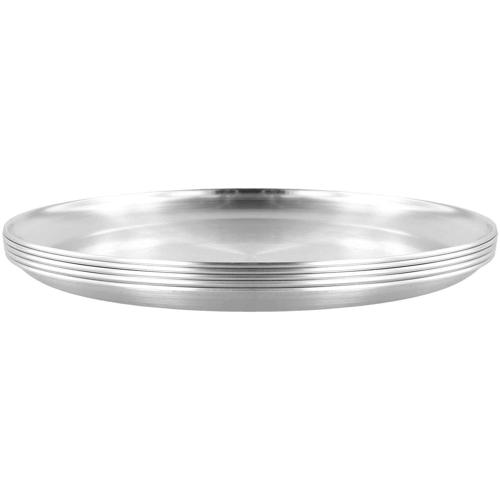 6 piatti rotondi in acciaio inox, 26 cm, piatti in argento, piatti da portata per pizza, cucina, campeggio, feste