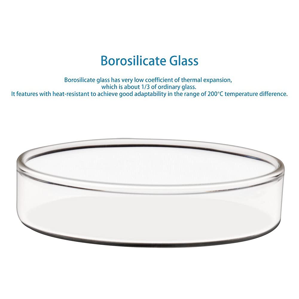 stonylab 10 szt. szklanych naczyń Petri, 90 x 20 mm, autoklawowalne naczynia ze szkła borokrzemowego do hodowli komórek naczynia Petri z przezroczystą pokrywką do laboratorium