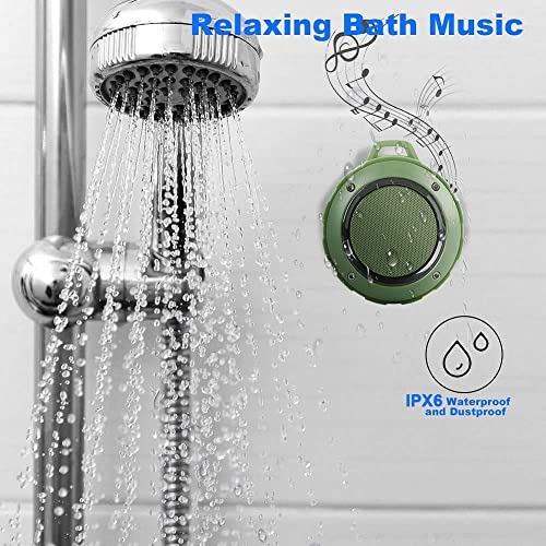 Image of Kunodi Outdoor Waterproof Bluetooth Speaker, Wireless Portable Mini Travel Speaker with Subwoofer, Enhanced Bass, Built in Mic for Sports, Pool, Beach, Hiking, Camping (Green)
