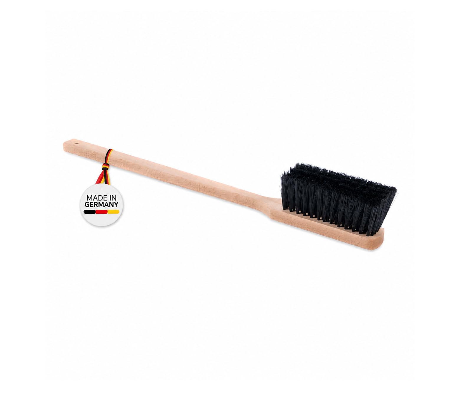 Langstiel Handfeger 60cm Lang weiche Kunsthaar Borsten Handbesen Holzgriff | Buchenholz-Körper, Feine Weiche Kunsthaar-Poly-Borsten, 600mm Lang