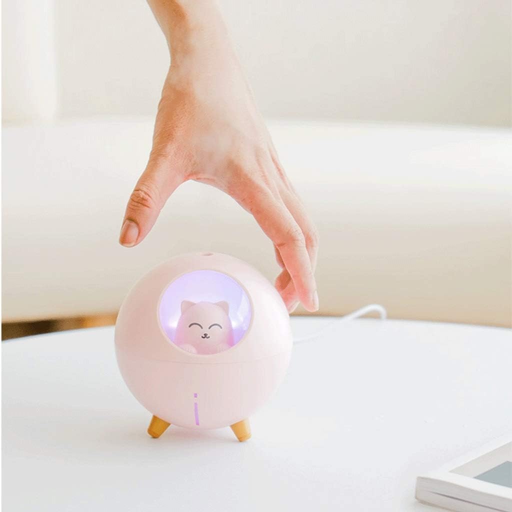 Humidifier Humidifier Small Office Desktop Mini USB Night Light Dormitory Student Purifying Air Aromatherapy Big Spray Birthday Gift Room Bedroom Replenishment Air Humidifier (Color : Pink) (White