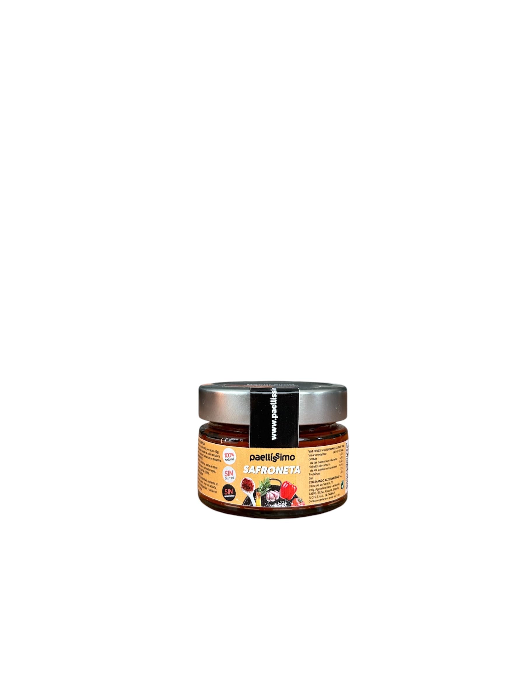 Paellissimo – Safroneta, Salsa Salmorreta con Azafrán y Romero para Paella de Campo, Sofrito para Potenciar el Sabor de Paellas, Arroces, Fideuás y Guisos - 4 Tarros de 110gr (22 raciones por tarro)