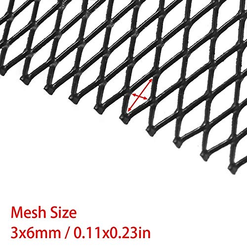 X AUTOHAUX Griglia Auto A Nido D'Ape In Alluminio, Maglia Romboidale, Dimensioni 40x13 Cm, Fori 12x6 Mm, Nero, Universale - 5