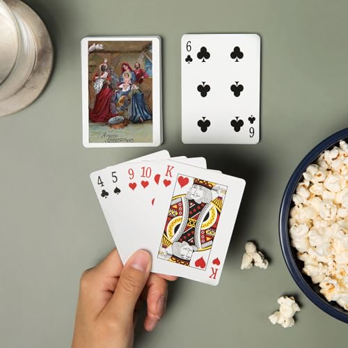 Baraja de cartas poker vintage escena navideña miniatura 2