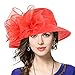 Lady Derby Dress Church Cloche Hat Bow Bucket Wedding Bowler Hats (Red)