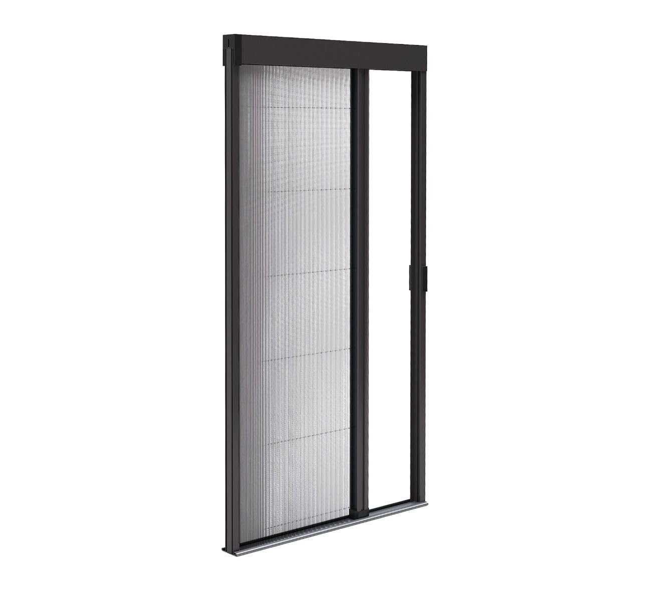 Store moustiquaire plissée pour porte en aluminium – Recoupable hauteur & largeur – Seuil ultra plat (Gris Anthracite 7016, L1200mm x H2400mm)