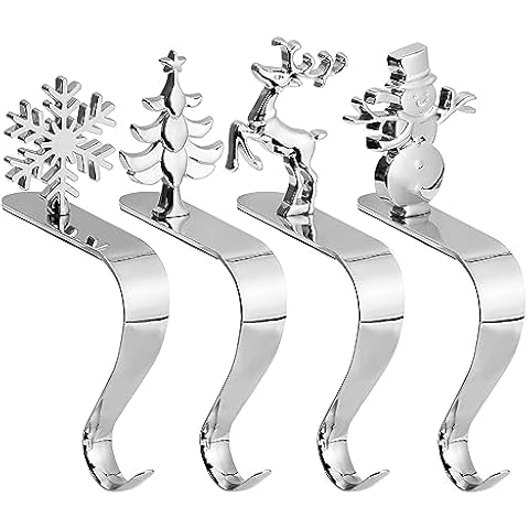 BELLE VOUS Silver Christmas Stocking Holder Set Cover