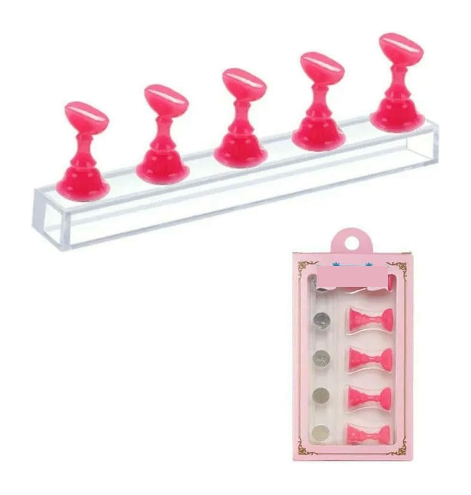 NDLHXKFRP Acrylic Nail Stand Display, Nail Art Tools Practice Display Stand Polish Acrylic Crystal Showing Shelf Multicolor(A0044 - Pink)