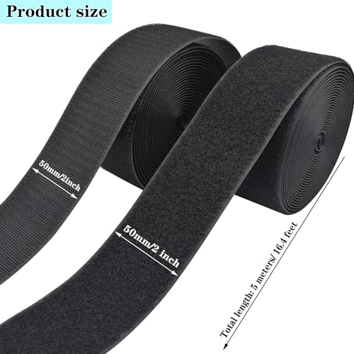 HSIULMY Sew On Tape Hook and Loop, 50mm x5M Non-Adhesive Hook and Loop Fasteners Nylon Strips Fabric Fastener, Heavy Duty Strips Hook and Loop Tape for Clothing Sewing Crafts and DIY Projects - Image 2
