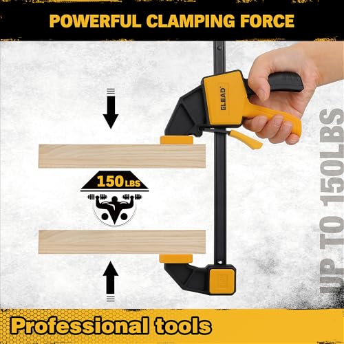 Image of 8-Piece Clamps for Woodworking - 4 Pcs 6 inch Bar Clamps, 4 Pcs Heavy Duty Metal Spring Clamps, Bar Clamps with 150 LBS Load Limit, Quick Release Triggers