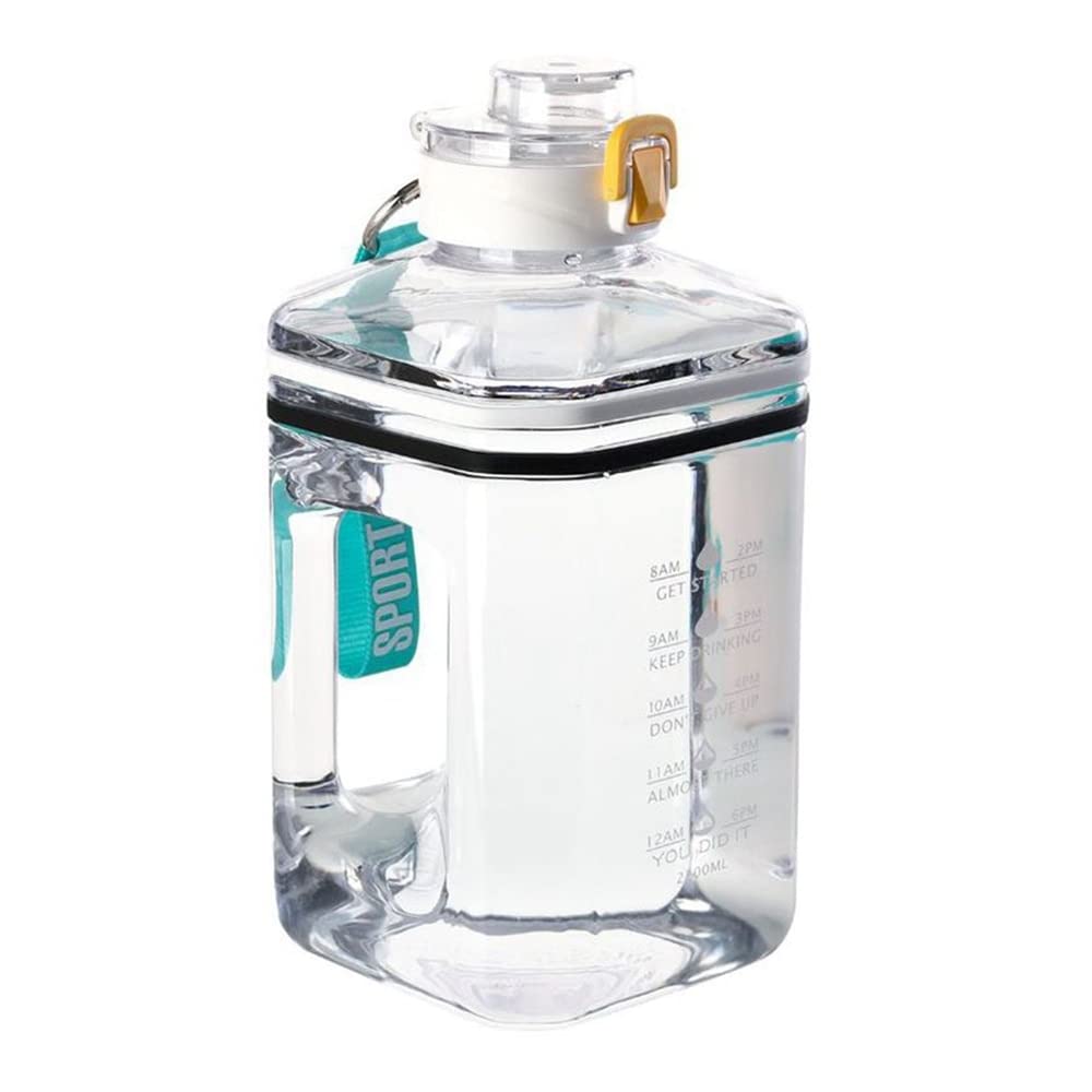 2,2 l großer Kapazität Sportwasserflasche hüpfen Strohwasserbecher mit Zeitskala Camping -Reise -Trinkflasche Outdoor -Sportarten Geschenke (Color : White)