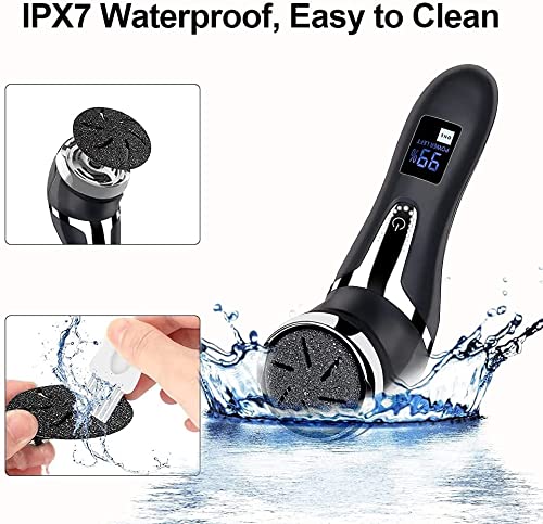 Callus Vac Max Negro Lima Eléctrica Pies Succión al vacío Dispositivo pedicura 2 velocidades pantalla LCD 3 Rodillos de repuesto IPX7 Pedicura eléctrica Lima Pies Durezas Eliminar callos.