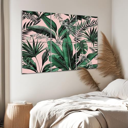 6 Paneles Acústicos Artísticos Verde Hojas Tropicales de Palma y Banano Paneles Decorativos Absorbentes de Sonido 72"x48" para Estudios de Grabación y Hogar miniatura 3