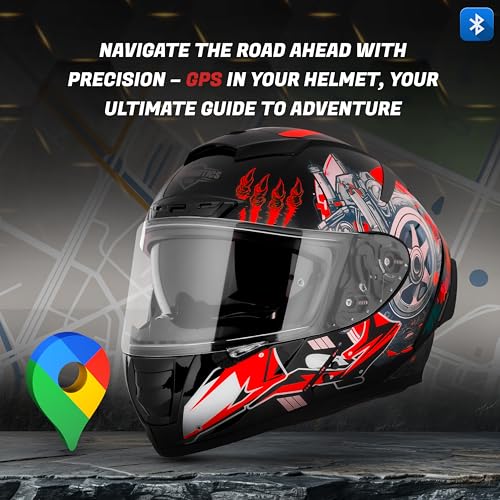 Image of Steelbird SBH-32 Trickster Bluetooth ISI and Dot Certified Full Face Helmet for Men and Women with Inner Smoke Sun Shield