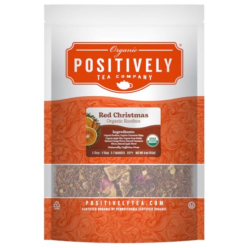 Image of Organic Positively Tea Company, Red Christmas Rooibos Tea, Loose Leaf, 4 Ounce