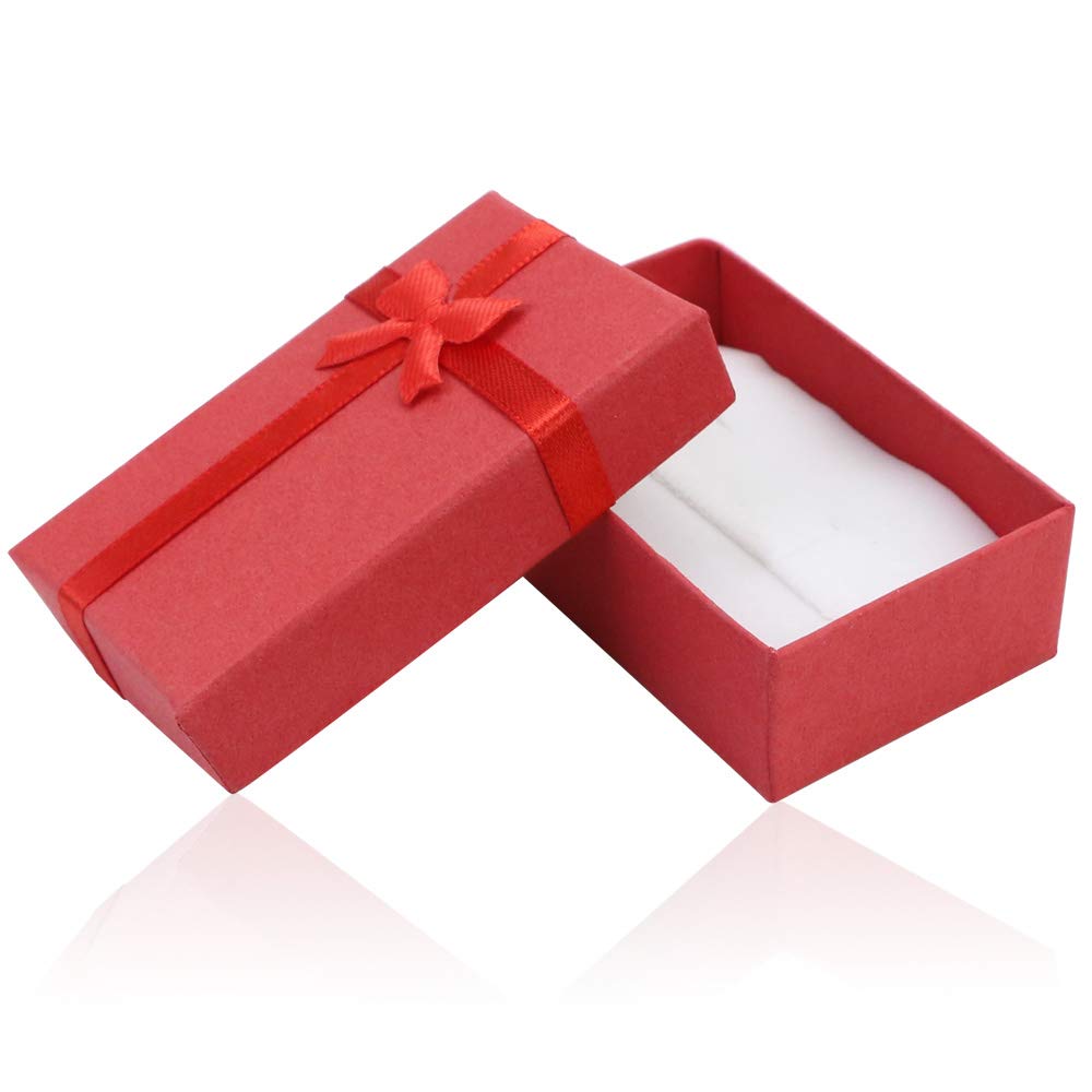 SKPPC 24 Stück Papier-Geschenkboxen mit Deckel und Schleife für Schmuck, Ringe, Uhren, Halsketten, Ohrringe und Armbänder, Geschenkverpackung, 6 Farben