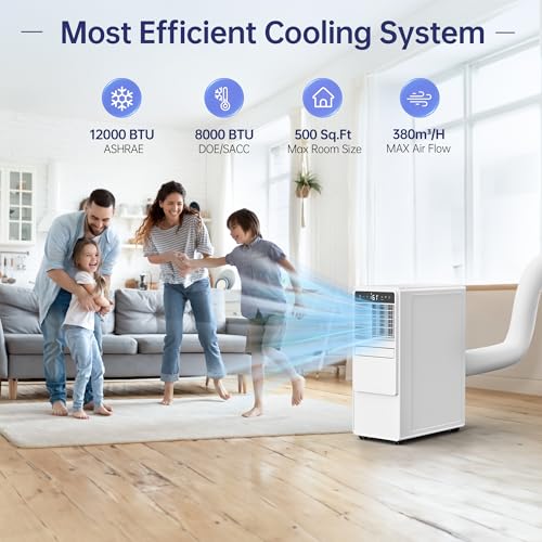 Image of 12000BTU Portable Air Conditioners with Remote, Floor Standing Cooling Portable AC Unit with Fan & Dehumidifier,Sleep and Timer Mode,For Room up to 500 sq.ft, Windows Sealing Kit Included