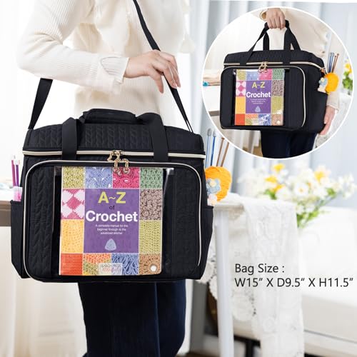 Image of MYBAGZING Large Yarn Storage Bag,Crochet Bag Organizer,Yarn Bags for Crocheting,Crochet Storage Bag with Pockets for Crochet Hooks, Crochet Accessories,Knitting Bags,Gifts for Crocheters