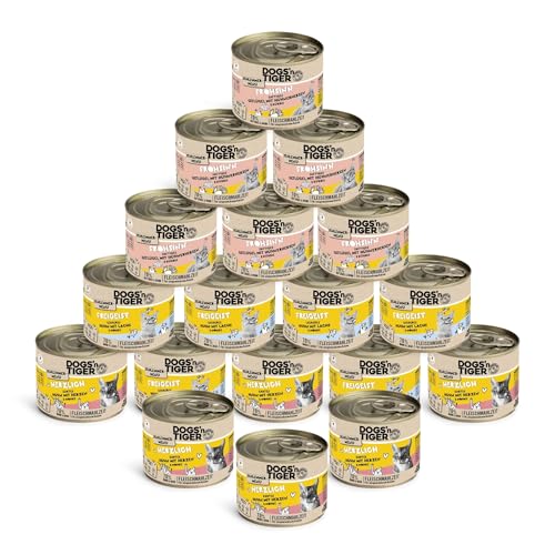 Produktbild von Dogs’n Tiger Adult Katzenfutter Nassfutter Schlemmerpaket mit Huhn, Geflügel & Lachs - 18 x 200 g