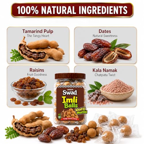 Image of Swad Khatti Meethi Imli Balls Chatpata Tamarind 220g, Pack of 1