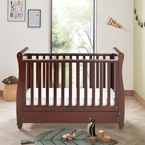 Babymore Eva Sleigh Cot Bed with Mattress Cover