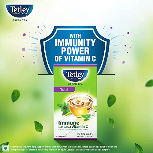 Image of Tetley | Green Tea with Tulsi | Immune with Added Vitamin C | 25 Tea Bags