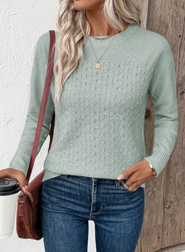 EVALESS Sweaters for Women Trendy 2025 Crewneck Long Sleeve Lightweight Knit Pullover Tops Fall Fashion Outfits2