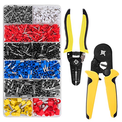 10-22 AWG Wire Stripper Wire Cutter Ferrule Crimping Tool Kit with 2000PCS Wire Connector Terminals Self-adjustable Wire Crimping Tool Kit Crimper Plier Set Wire Stripper Cutting Pliers Tool