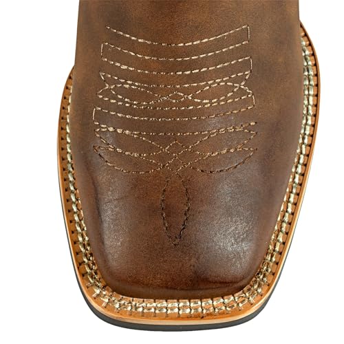 Image of SheSole Extra Wide Calf Cowboy Boots for Women - Square Toe & Classic Stitching with Earth Tones, Removable Cushion Insoles | Roomy Comfort for Full-Figured Calves