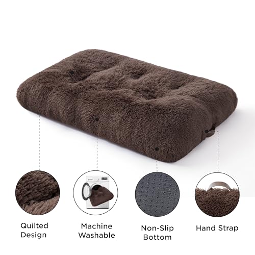 BEDSURE Flauschiges Hundebett Grosse Hunde - 104x69x8 cm Hundebett waschbar für große Hunde, rutschfeste Unterseite, plüsch Hundekissen, Braun