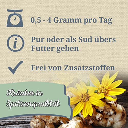Krauterie Topinambur Hund, Einzelfuttermittel für Hunde (100 g), Topinambur Pulver in Spitzenqualität