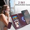Funda tipo cartera Harryshell 2 en 1 para Samsung Galaxy A57, magnética compatible con Magsafe, bloqueo RFID, soporte para tarjetas desmontable, funda con cremallera, soporte y correa para muñeca, para mujer, Bandolera, Burdeos 6