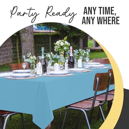 Image of Exquisite Blue Rectangle Tablecloth 54 inchx108 inch - 48 Pack | Plastic Tablecloth, Disposable Table Covers Rectangle for Parties, Weddings, Holidays & Party Supplies