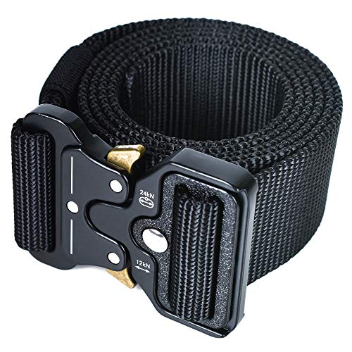 Peak Pro Gear Black Tactical Belt Nylon Web Belt - Quick Release Buckle. Perfect Tactical Belts for Men and Women, Gun Belt, Utility Belt, Work Belt, Riggers Belt and Police Belt