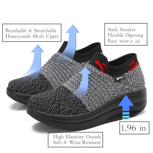 Image of Walking Shoes for Women Slip On Nurse Slip Resistant Work Sock Sneakers Food Service Platform Comfortable Weight Light