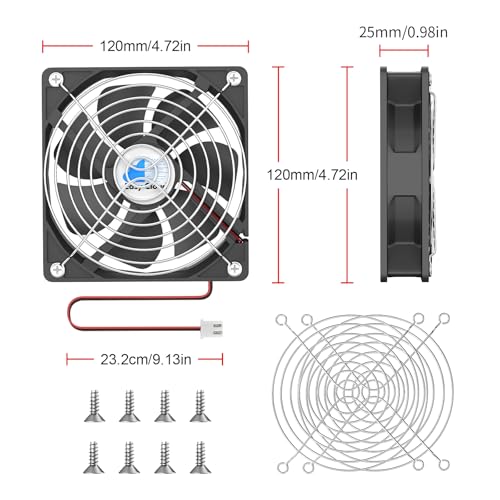 Image of 120mm 12V Computer Fan 2-Pin DC Cooling Fan 1800RPM Dual Ball Bearing 12 Volt High Performance Fan, 2 Pack