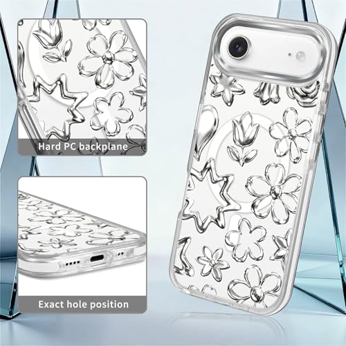 Coque iPhone 17 Air compatible Magsafe rigide transparente fleurs - 3