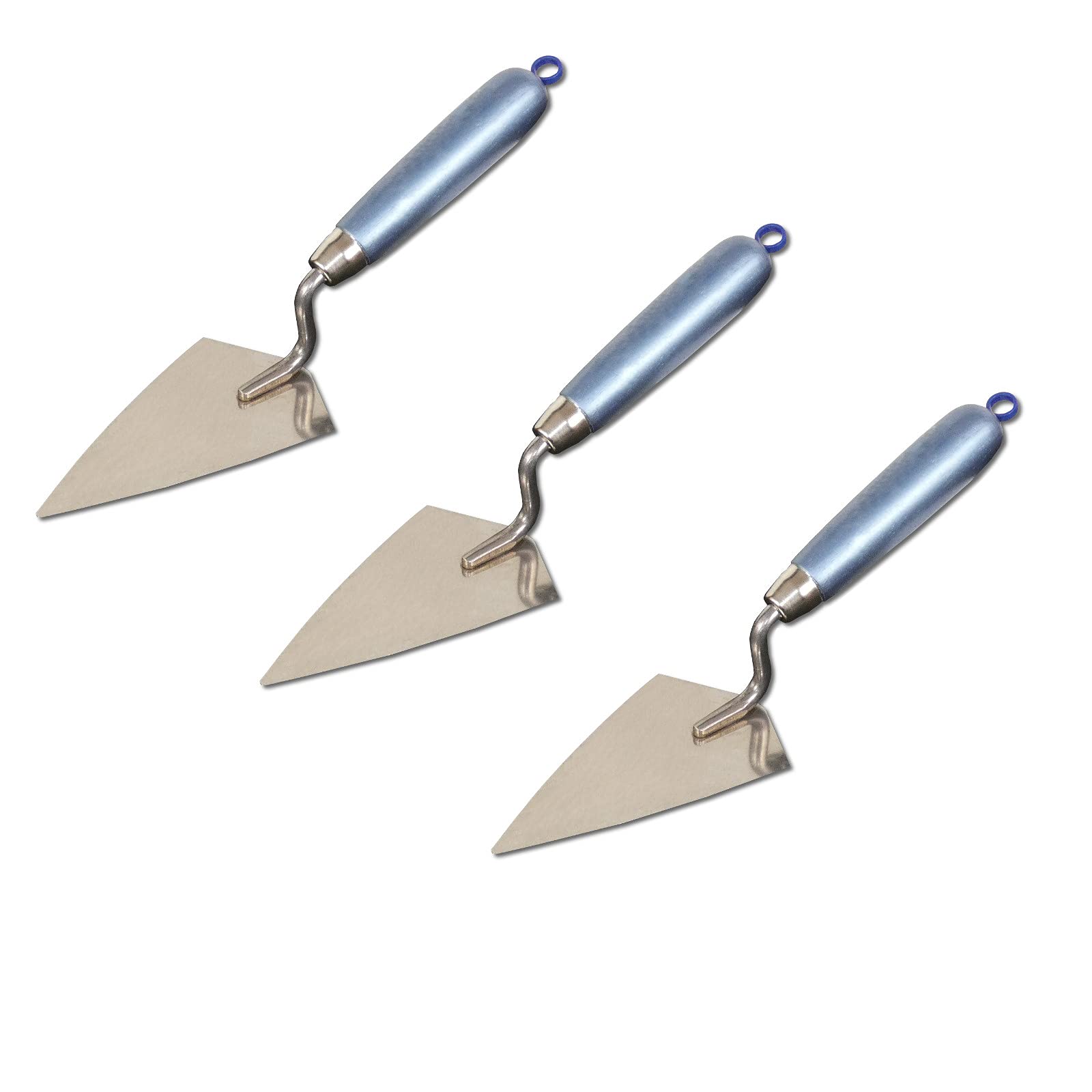 DEWEPRO Set Di 3 Cazzuole A Punta 140x80 Mm In Acciaio Inossidabile Con Manico In Legno – Cazzuola Da Muratore Forma Hamburger – Robusta E Precisa Per Intonaco, Muratura E Riparazioni