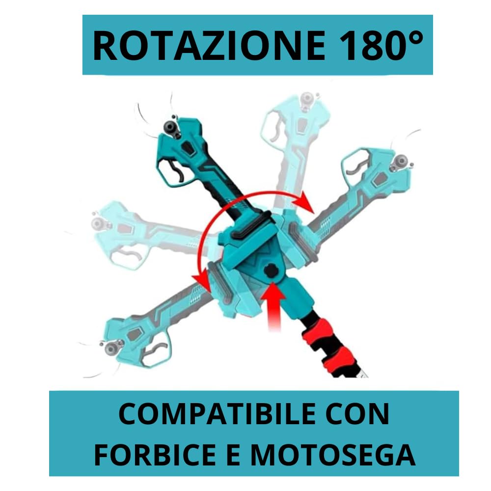 Forbice da Potatura a Batteria, Motosega a Batteria 6 Pollici incluso, + Asta Telescopica 128-248cm, Kit 3 in 1, Cesoie Elettriche per Potatura Giardino Rami Arbusti Vigneto GO LOGISTIC SRL