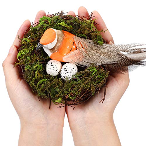Meekoo 3 Sets Easter Artificial Nest Natural Bird Nest Kit Includes Artificial Twig Nest thumb #6