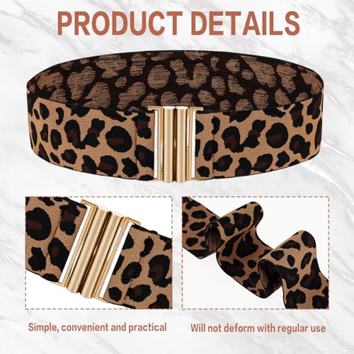 Aozuo 589482_1_HALQZUSN Wide Stretch Waist Belt For Women, Vintage Elastic Leopard Print Waistband Skinny Dress Tuck Belt thumb #4