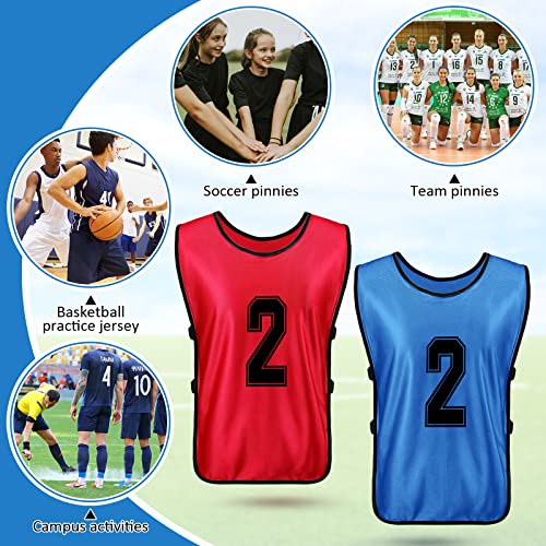 12 Pieces Basketball Scrimmage Training Vest Reversible Numbered Team Sports Pinnies Jersey Breathable Soccer Training Equipment Soccer Pennies Soccer Vest With Elastic Belt For Adult Youth Kids #TOP6