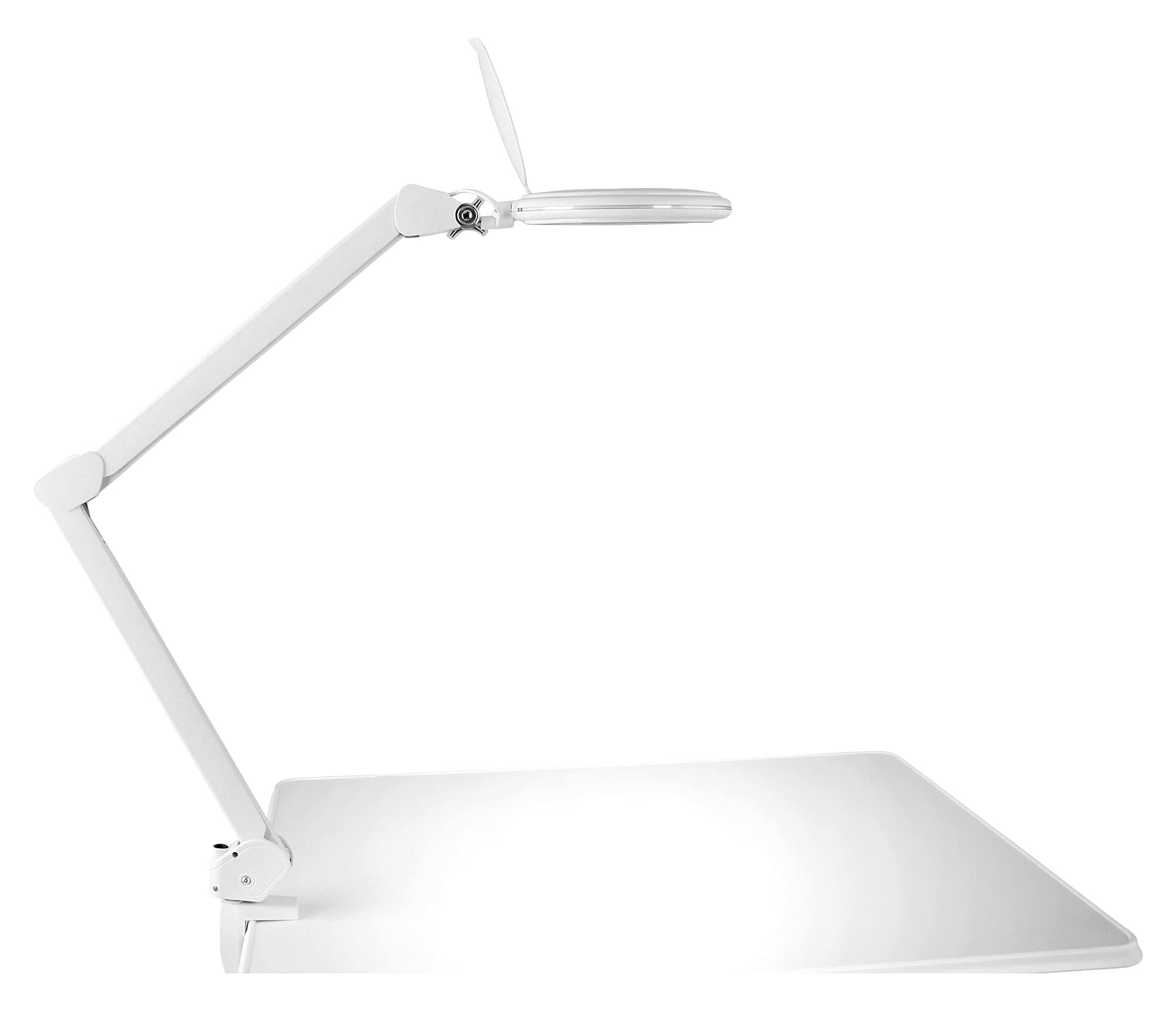 Showlite LL-6095D-Pro LED Lupenleuchte 9W 3/5 Dioptrien (Lupenlampe, dimmbar, 127 mm Linse, 60 SMD LEDs, 1,75/2,25-fache Vergrößerung, Tischklemme) weiß