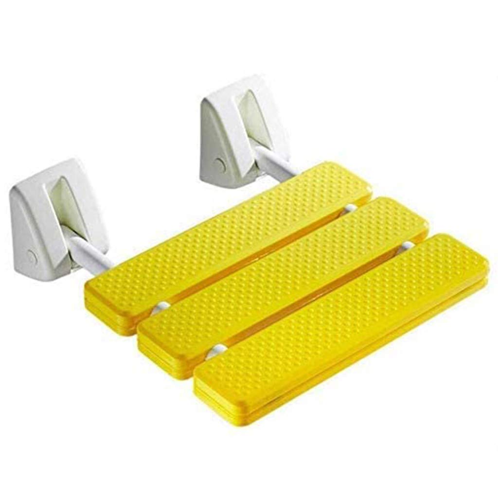 Asiento de Ducha Abatible, Asiento de Ducha de Pared, Asiento de Ducha Abatible Antideslizante para Ancianos, Discapacitados Y Embarazadas, Con Una Carga de 150 Kg Yellow