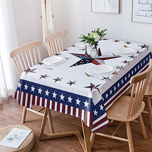Rectangle-Tablecloth-60×84-inch-July-4th-Independence-Day-Payty-USA-Flag-Stars-Blue-Red-Stripe-Waterproof-Polyester-Table-Cloth-Decorative-Oil-Proof-Table-Cover-for-Dining-Table-Banquets-Party Rectangle Tablecloth 60×84 inch July 4th Independence Day Payty USA Flag Stars Blue Red Stripe Waterproof Polyester Table Cloth Decorative Oil Proof Table Cover for Dining Table Banquets Party