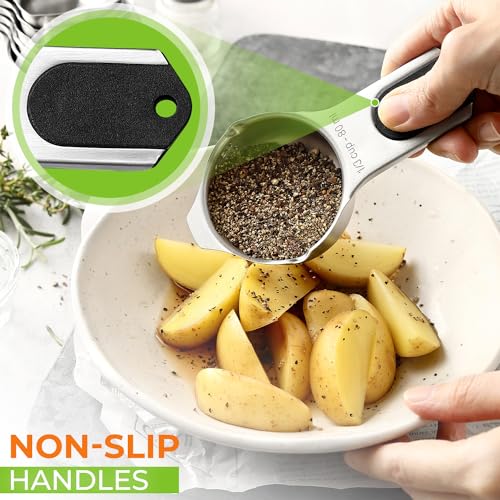 Image of Spring Chef Magnetic Stainless Steel Measuring Cups Set of 7 Patented Black
