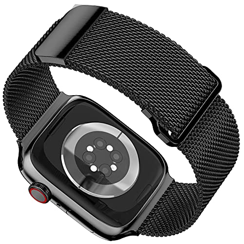 Geoumy Magnetic Band Compatible With Apple Watch 42Mm 44Mm 45Mm 49Mm, Stainless Steel Mesh Milanese Strap With Loop, Metal Wristband For Iwatch Se Ultra Series 8 7 6 5 4 3 2 1 For Women Men, Black #TOP1