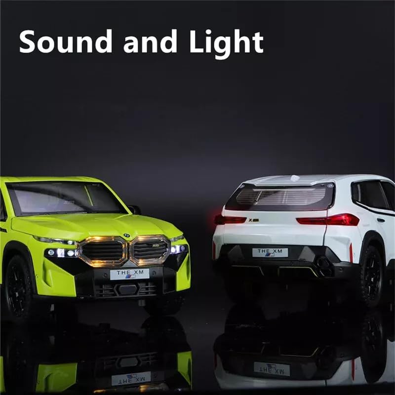 Image of 1:24 BMW XM Model Car Alloy Diecast Pull Back Toy with Lights & Music Openable Doors Metal Sports Car for Kids & Collectors Realistic Design Gift for Boys & Girls (White)