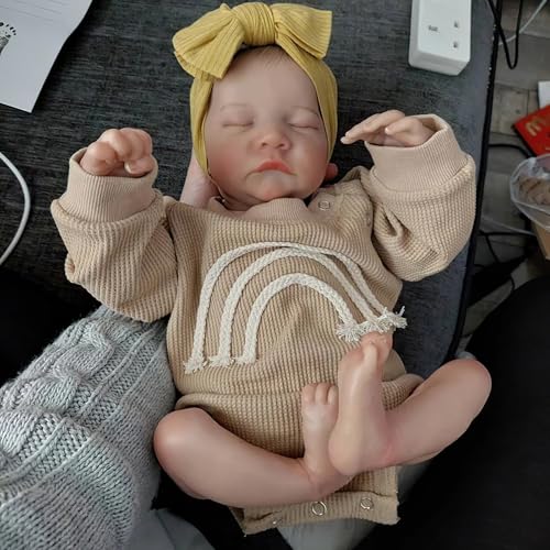Muñeca bebé realista de 18 pulgadas con pelo pintado a mano miniatura 3