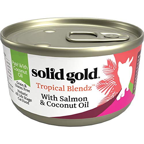 Image of Solid Gold Wet Cat Food Pate in Coconut Oil - Healthy Canned Cat Food Pate w /Real Salmon, Omega Fatty Acids, Vitamins & Minerals - Grain Free & Gluten Free Canned Meals for Cats & Kittens - 24ct /3oz